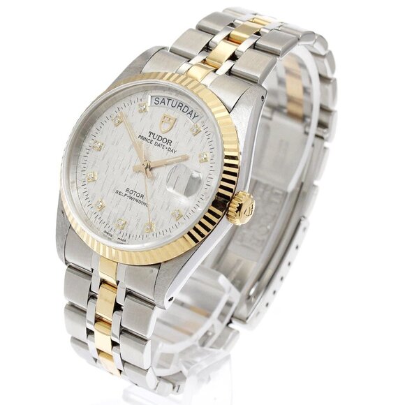 TUDOR Prince Date Day 76213 YG bezel 10P diamond Automatic Men's Watch_893553 - Picture 1 of 6